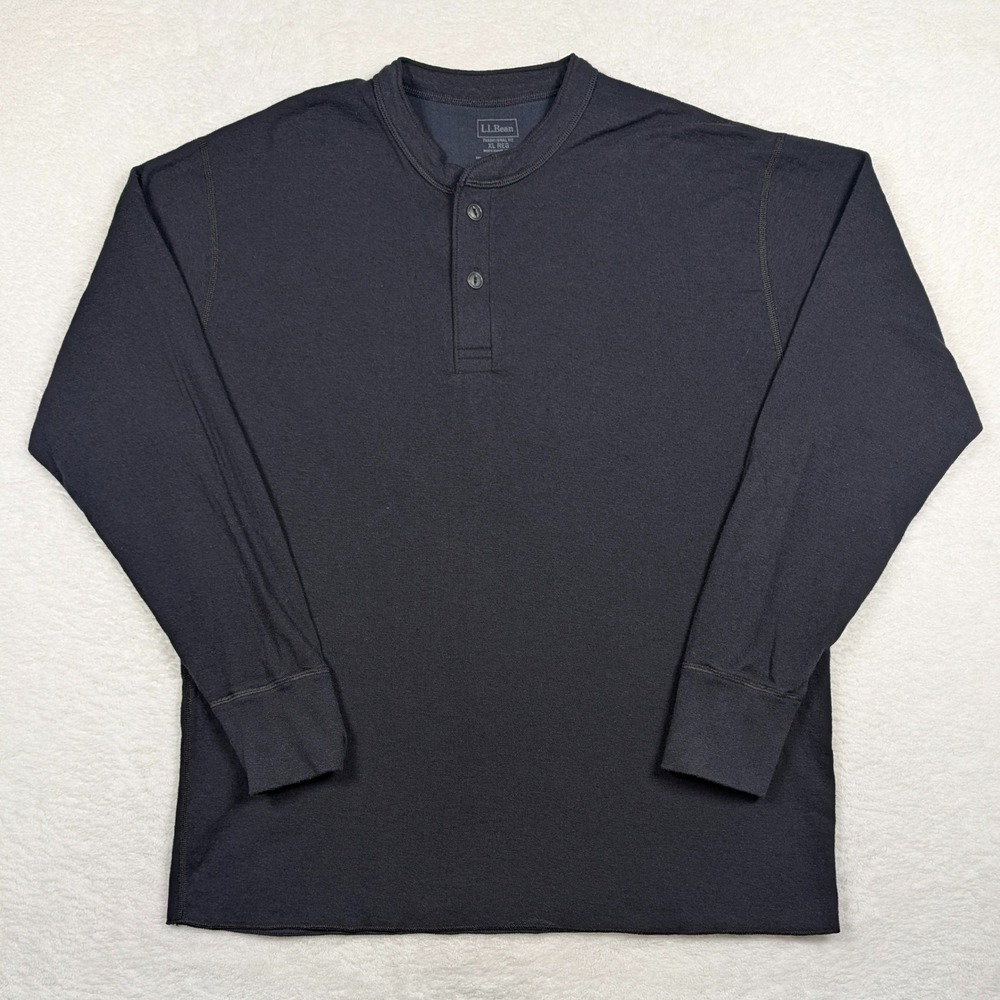 LL Bean River Driver Henley Shirt Mens XL Dark Blue Long Sleeve Traditional Fit